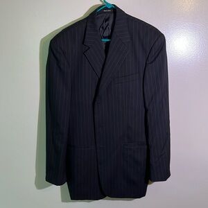 Vintage Chaps 42L Sport Coat black with white pinstripes.
